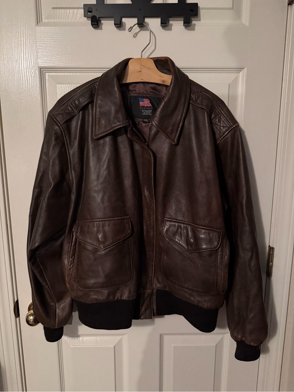 Men's Brown Leather Bomber Jacket